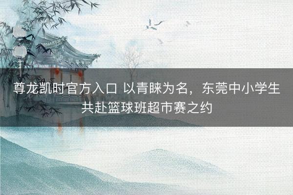 尊龙凯时官方入口 以青睐为名，东莞中小学生共赴篮球班超市赛之约