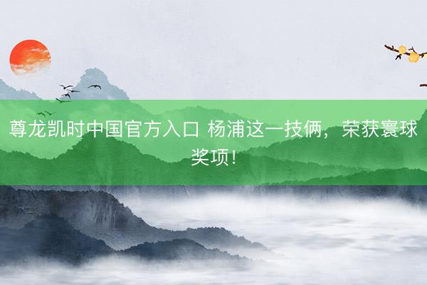 尊龙凯时中国官方入口 杨浦这一技俩，荣获寰球奖项！