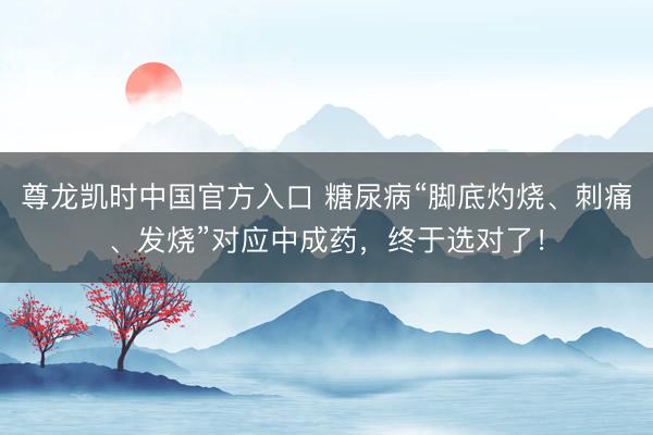 尊龙凯时中国官方入口 糖尿病“脚底灼烧、刺痛、发烧”对应中成药，终于选对了！