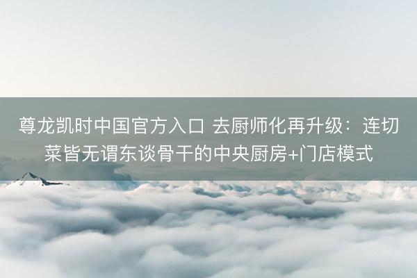 尊龙凯时中国官方入口 去厨师化再升级：连切菜皆无谓东谈骨干的中央厨房+门店模式