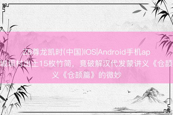 Z6尊龙凯时(中国)IOS|Android手机app下载 四川城坝村出土15枚竹简，竟破解汉代发蒙讲义《仓颉篇》的微妙