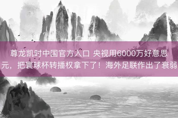 尊龙凯时中国官方入口 央视用6000万好意思元，把寰球杯转播权拿下了！海外足联作出了衰弱