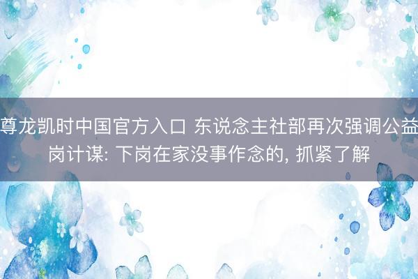 尊龙凯时中国官方入口 东说念主社部再次强调公益岗计谋: 下岗在家没事作念的， 抓紧了解