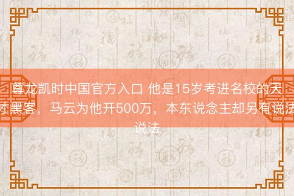 尊龙凯时中国官方入口 他是15岁考进名校的天才黑客，马云为他开500万，本东说念主却另有说法