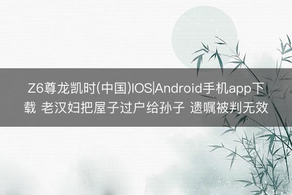 Z6尊龙凯时(中国)IOS|Android手机app下载 老汉妇把屋子过户给孙子 遗嘱被判无效