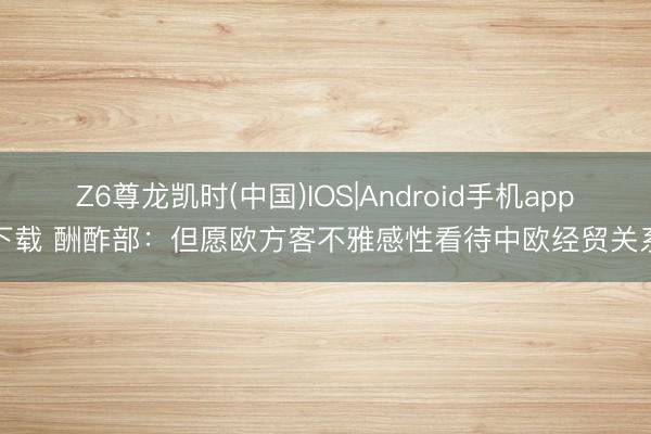 Z6尊龙凯时(中国)IOS|Android手机app下载 酬酢部：但愿欧方客不雅感性看待中欧经贸关系