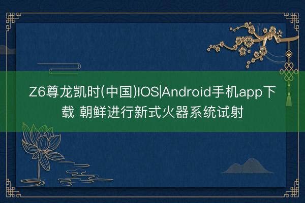 Z6尊龙凯时(中国)IOS|Android手机app下载 朝鲜进行新式火器系统试射