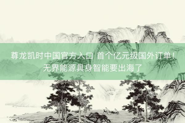 尊龙凯时中国官方入口 首个亿元级国外订单!无界能源具身智能要出海了